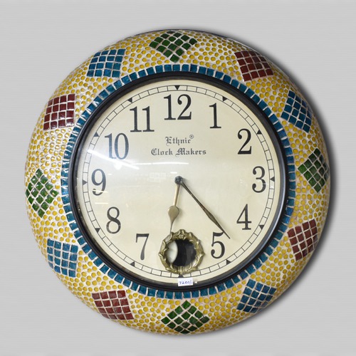 Clock Ceramic  Hand-Crafted Wall Clock( 18 x 18 inches, Multicolour)