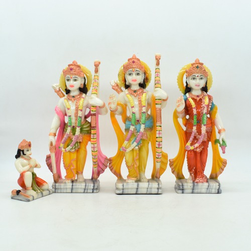 Fiber Ram Darbar Murti for Home Temple Hindu Religious Idols Ram Sita Laxman Hanuman Statue Puja Diwali Decoration Items