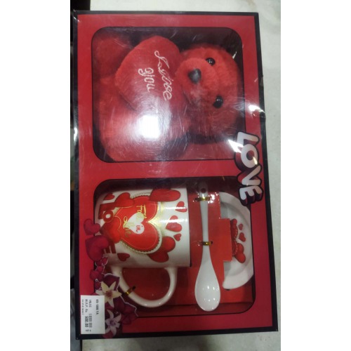 Beautiful Gift Pack With Teddy Bear, Mug, Spoon And Saucer