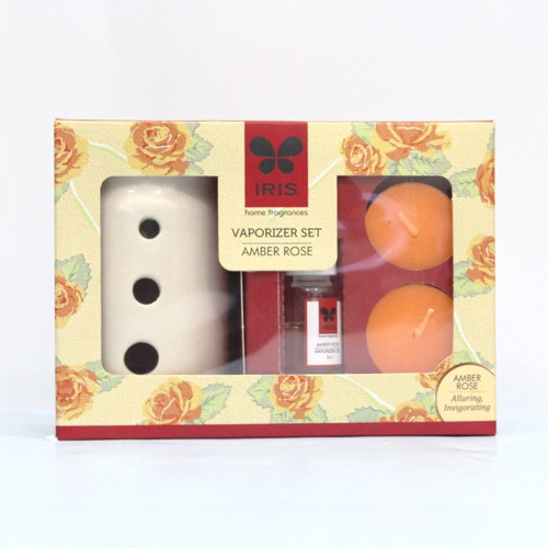 IRIS-Home fragrance-Amber Rose Vaporiser Set With Two Tea Light Candle-Amber Rose scent-Chemical Free-Fine Living Fragrance