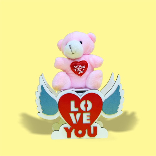 Decorative Musical Showpiece With Teddy Bear| Pink Colour