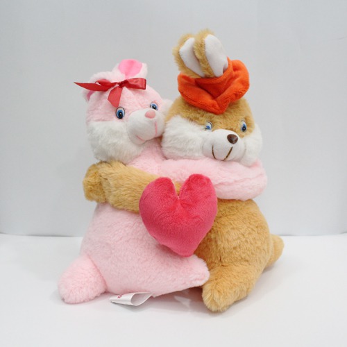 Romantic Cute Couple Bunny With Pink Heart