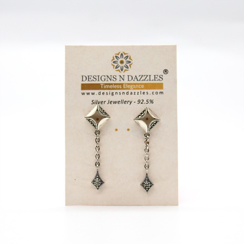 Open Square Sterling Silver Drop Earrings | Earrings | Dangler Drop Earrings