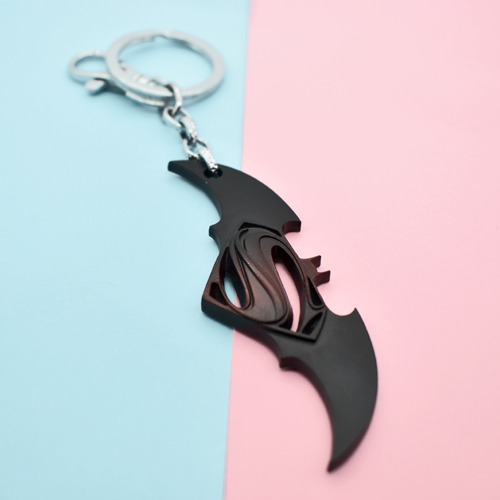 Batman Vs Superman Stainless Steal Metallic Key Chain | Premium Stainless Steel Batman vs Superman Keychain For Gifting With Key Ring Anti-Rust