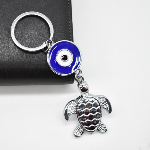 Tortoise Key Chain With Evil Eye | Premium Stainless Steel Evil Eye Keychain For Gifting With Key Ring Anti-Rust