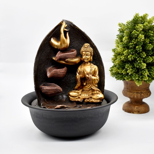 Buddha Gold Meditation Hands Water Fountain For Home & Office Decor