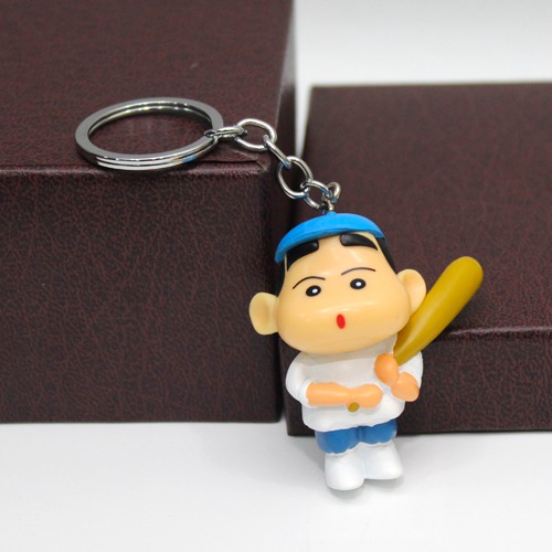Playing Base ball Shin chan 3D Keychain | Shinchan Friends and Family Cartoon Character Plastic Keychain For Car Bike School Bags Office Keychain and  Key ring