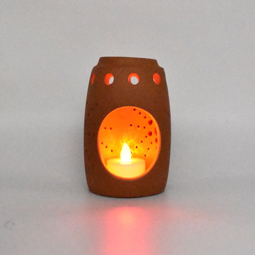 Brown Terrocotta Handmade  Table Top Candle Holder For Home Decoration