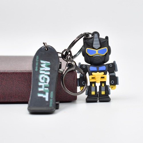 Black Robot With Skateboard Keychain | 3D Rubber Silicone Keychain for Car & Bike Gifting with Key Ring Anti-Rust | Home Keys for Men and Women