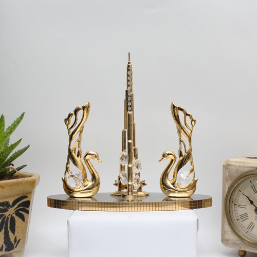 24 Karat Gold Plated Burj Khalifa Crystal Metal Art