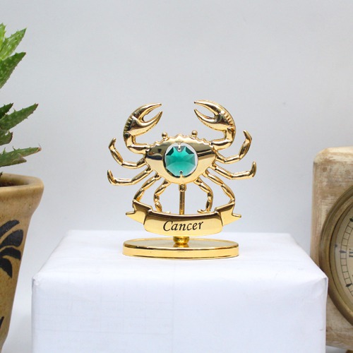 Gold Plated Figurine Cancer Crystal