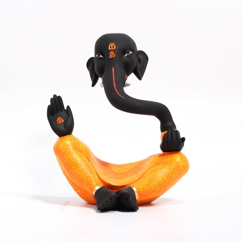 Black And Yellow Ganesha Statue For Home Decor