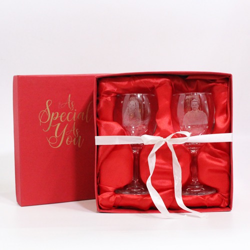 Customised Photo and Name Wine Glass Set | Customised Name Wine Glasses Birthday Anniversary Wedding Gift