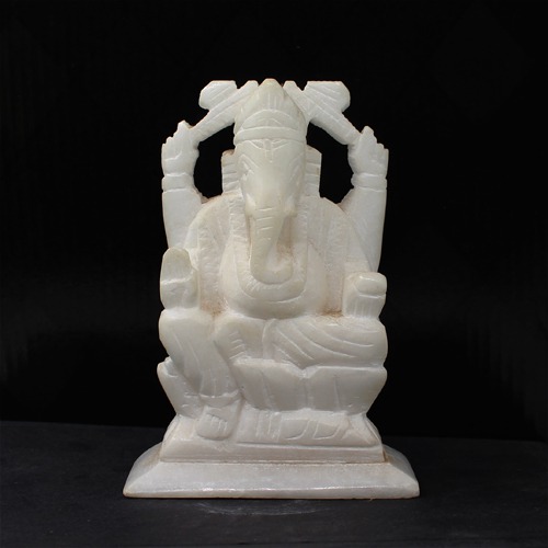 Small White Marble Ganesha Statue For Home Decor