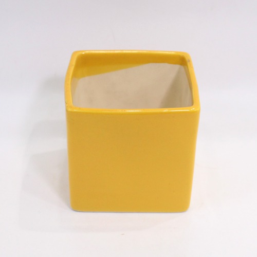 Yellow Square Ceramic Planter Pot | Ceramic Pot Medium Sized for Indoor, Outdoor ,Home Office ,Plants