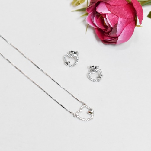 Heart Chain Pendant Necklace | Heart Necklace Set | Necklace Set