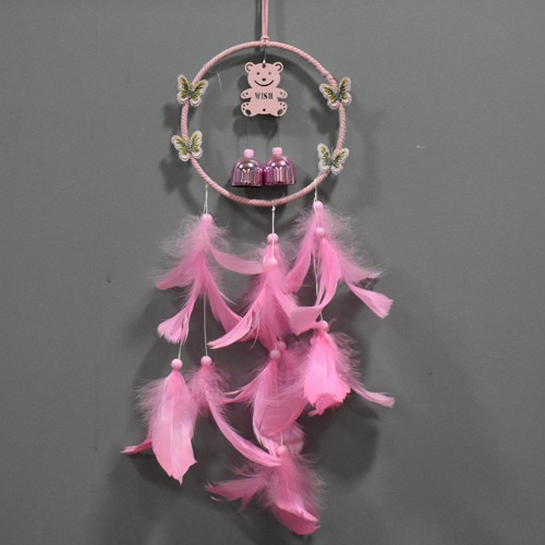 Pink Teddy and Bell Dream Catcher