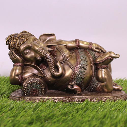 Bronze Finish  Baby Ganesha Sleeping Idol For Home & Office Decor