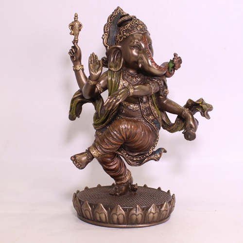 Broze Finish Dancing Ganesha Statue For Home Decor