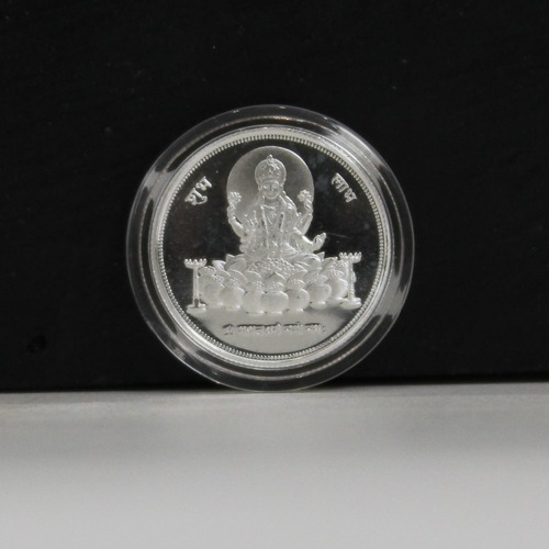 Silver Laxmi Round Coin for Gifting | Religious Occasions