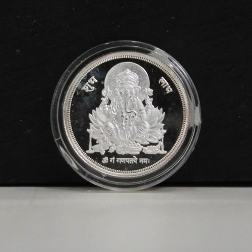 Silver Ganapti Round Coin for Gifting | Religious Occasions