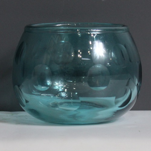 Turquoise Rolly Polly Glass | Glass Vase Glass Flower Vase Glass Flower Pot Glass Pot Round Vase for Decorate House