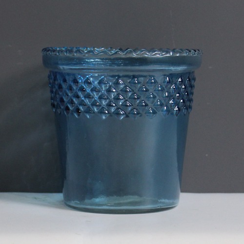 Blue Glass Candle Holder | Glass Vase | For Money Plant | Lucky Bamboo Plant | Elegant Shaped Vase | Flower Pot