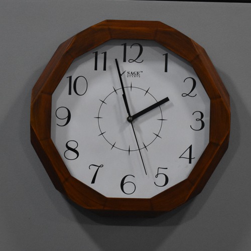 Wooden Designer Sage Quartz Wooden Wall Clock(13.5 x 13.5 inches, Brown)
