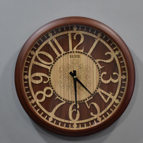 Wooden Design Kairos Wooden Wall Clock(17.5 x 17.5 inches , Brown)