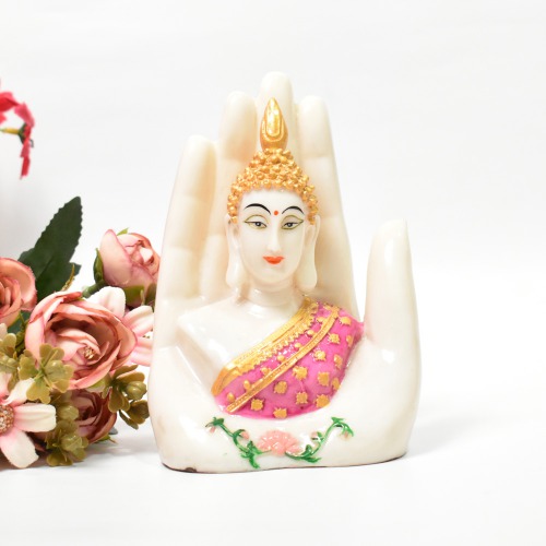 White Hand Buddha In Hand | Buddha Statue for Table Decor, hand buddha figurine Decorative Showpiece Decorative Showpiece