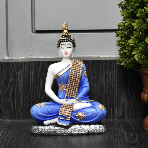White Antique Lord Buddha Statue| Murti for Mandir | Temple | Home Decor Decorative Showpiece