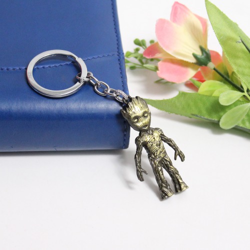Baby Groot Keychain Guardians of The Galaxy Superhero Metal Bronze Key Chain for Car Bike Key Ring Key Chain