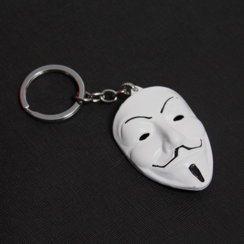 Anonymous - White V for Vendetta face mask Metal collectable Keychain