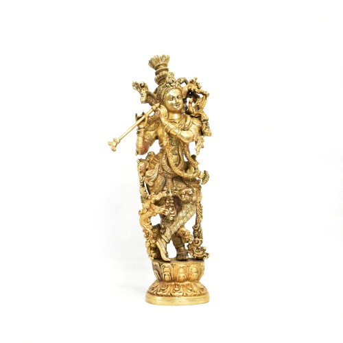 Lord Murli Manohar Krishna Krishna Brass Statue Murti Gift & Home Decor Big Size Statue |Decor Your Home