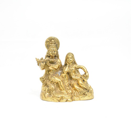 Brass Radha Krishna Sitting Statue | Krishna Murti Statue Radha Krishna Love Couple Statue Idol