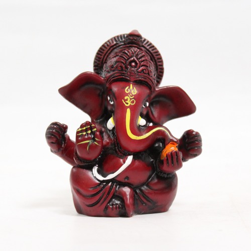 Brown Lord Ganesha Big Ears Glossy Finish Idol for Car Dash Board Statue Ganpati Figurine God of Luck