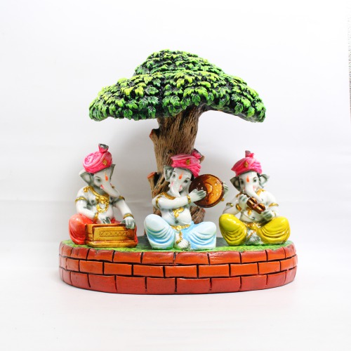 Lord Ganesha Musical Idol Ganeshji Sitting Under Tree Musical Decorative Showpiece For Home Decor | Office Decor