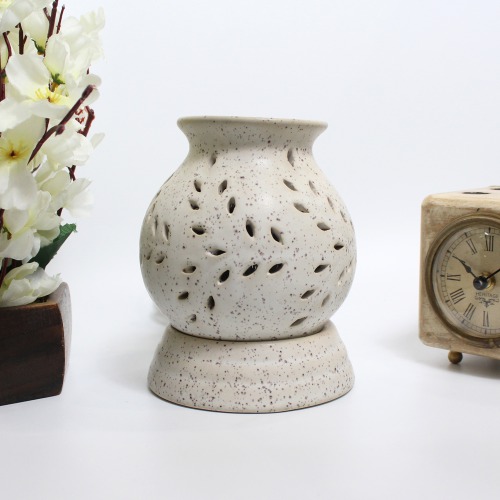 Ethnic Ceramic Electric Aroma Diffuser Oil Burner - Round Shape with Extra Bulb