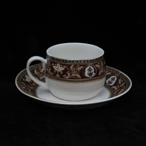Beautifully Designed Printed Brown Flower Design Tea Cup And Saucer 6 Piece Set For Tea | Green Tea Or Coffee