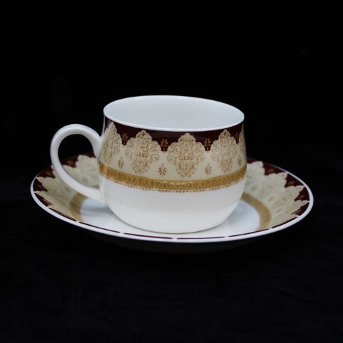 Red Ceramic Printed Design Tea Cup And Saucer 6 Piece Set For Tea | Green Tea Or Coffee