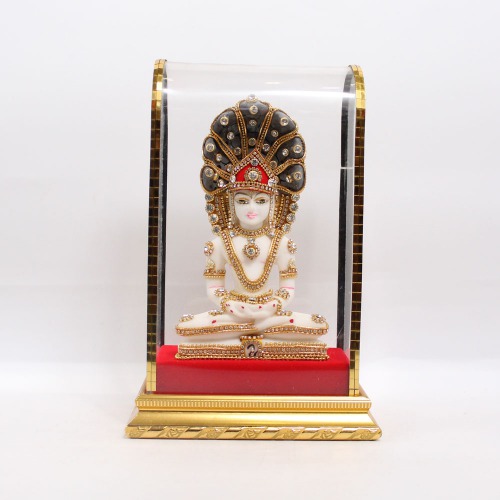 Parshwanath Bhagwan Statue Idol Murti Beautifully Crafted with Resin White Colour | Statue For Living Room