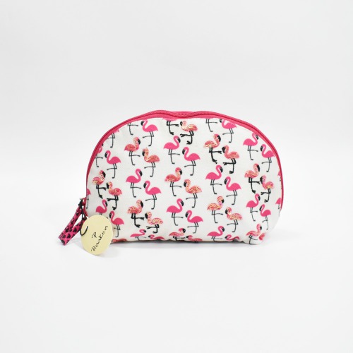 Pinaken Flamingo Blush Printed Half Mood Cosmetic Bag