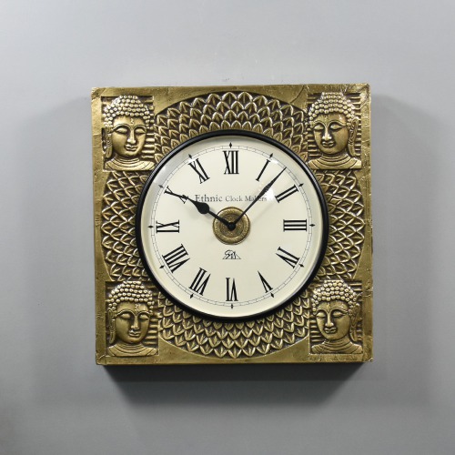 Golden Buddha Square Wall Clock For Home Decor