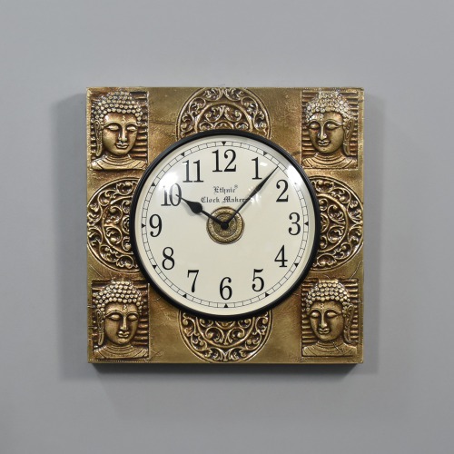 Buddha Golden Square Wall Clock For Home Decor