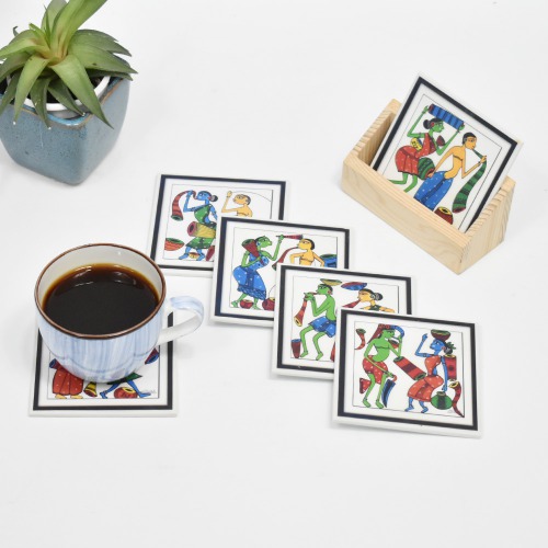 Multicolour Tea Coffee Coaster Set - Home Decor Handicrafts | Home Decor | Home Decorative Items in Living Room