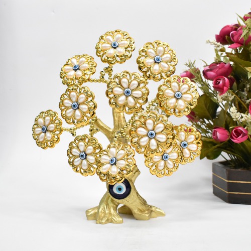 Golden Burble Pearl Blue Eye Decorative Tree