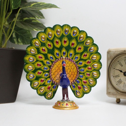 Dancing Peacock Figurine Painting With Diamond Craft Beautiful For Home Decor Office Gifts Wedding Anniversary