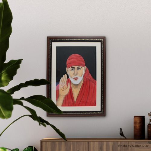Sai Baba Glass Painting Frame( 22 x 17.5 Inches ) | For Home Decor | Puja Ghar
