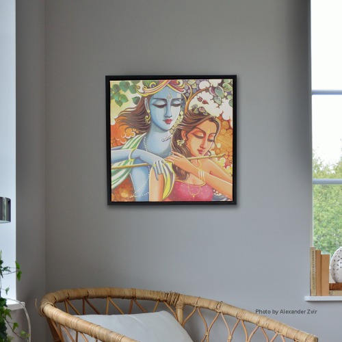 Radha Krishna Canvas Printing Photo Frame ( 13 x 13 inches)| For Home Decor