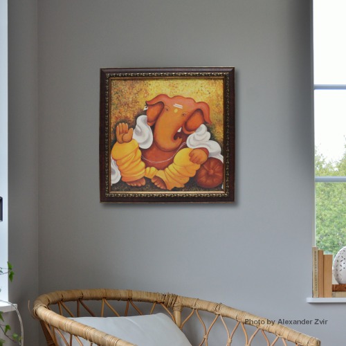 Lord Ganesha Painting Frame( 14 x 14 Inches)| For Home Decor